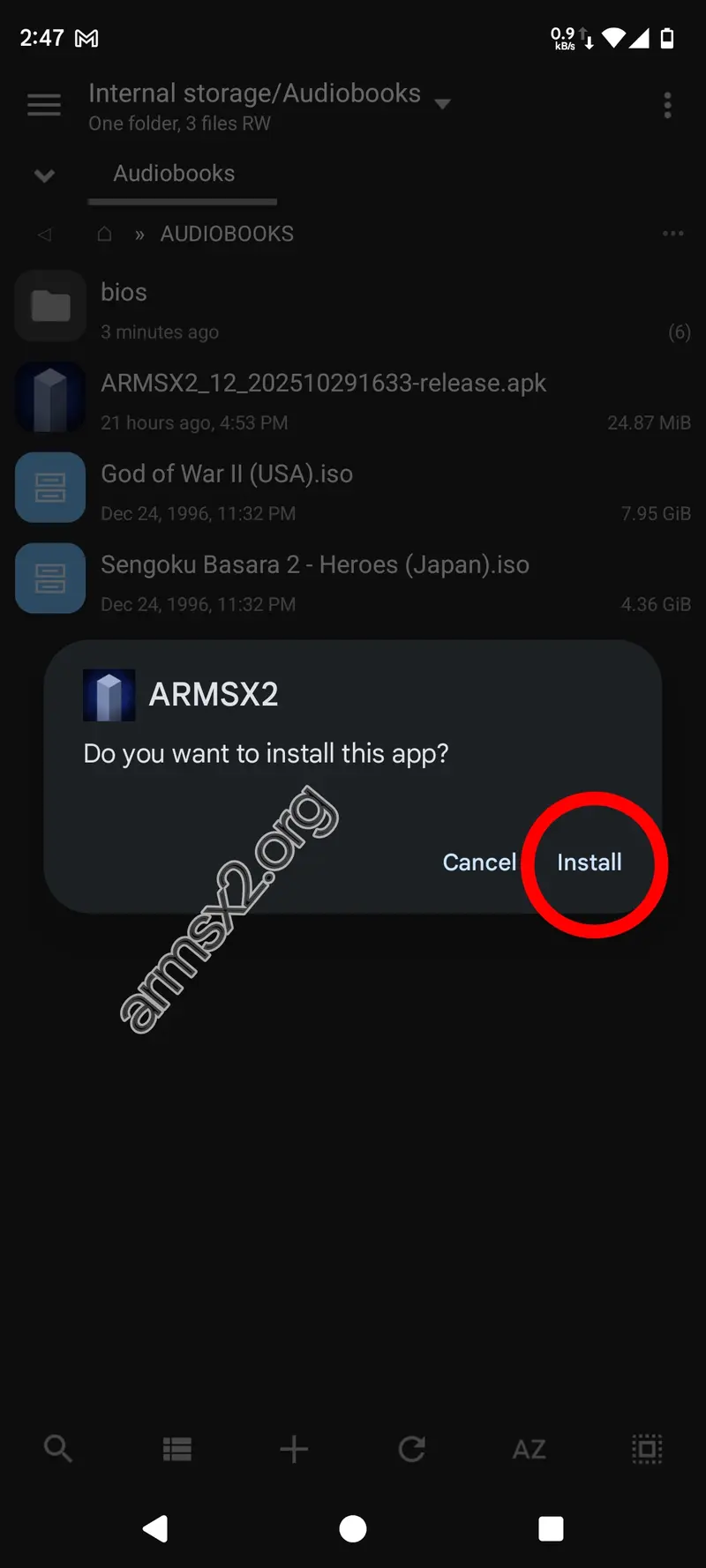 To set up ArmSX2, tap the 